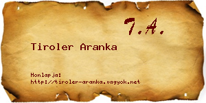 Tiroler Aranka névjegykártya